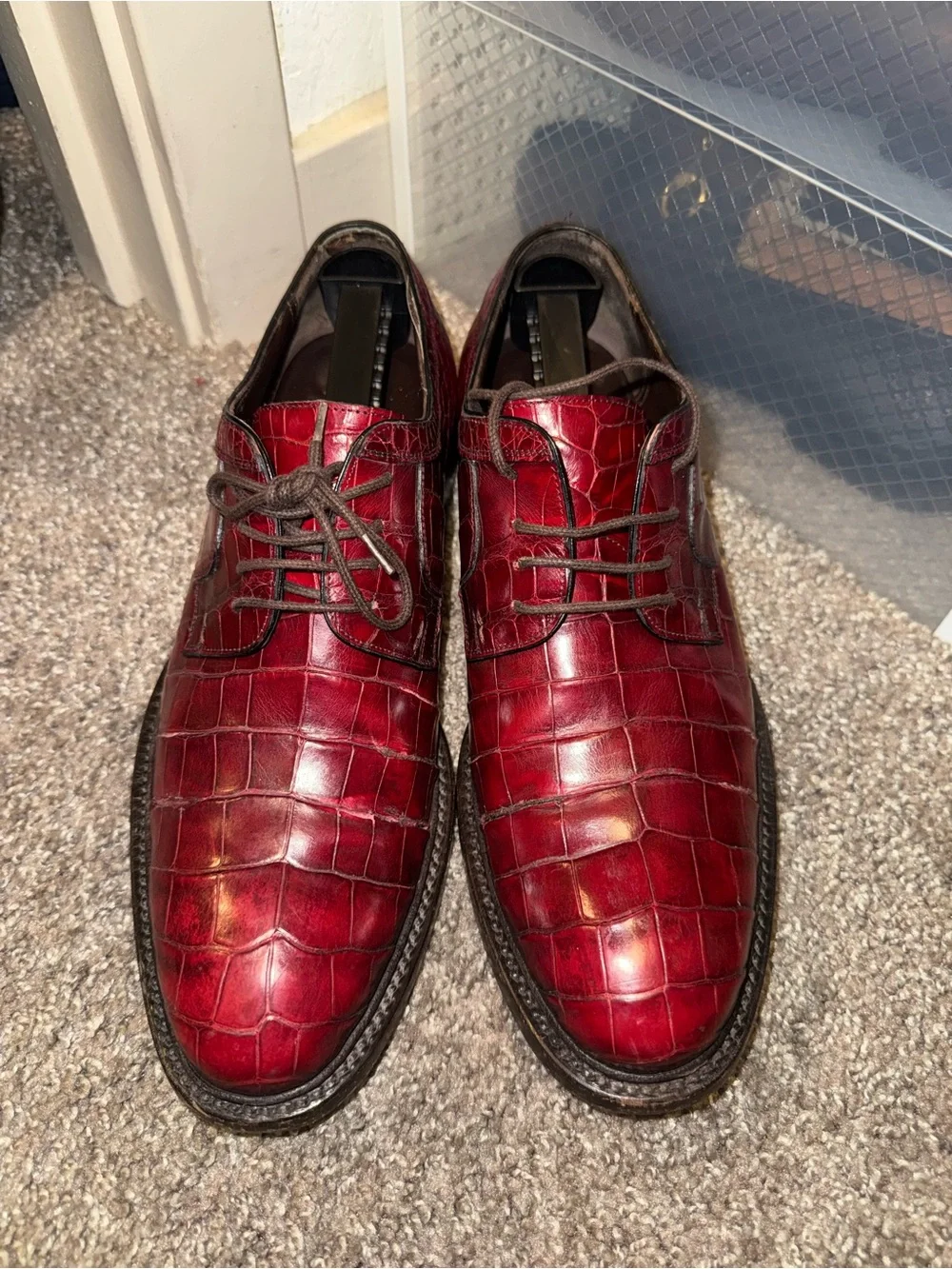 Salvatore Ferragamo Rare Genuine Red Crocodile Oxford